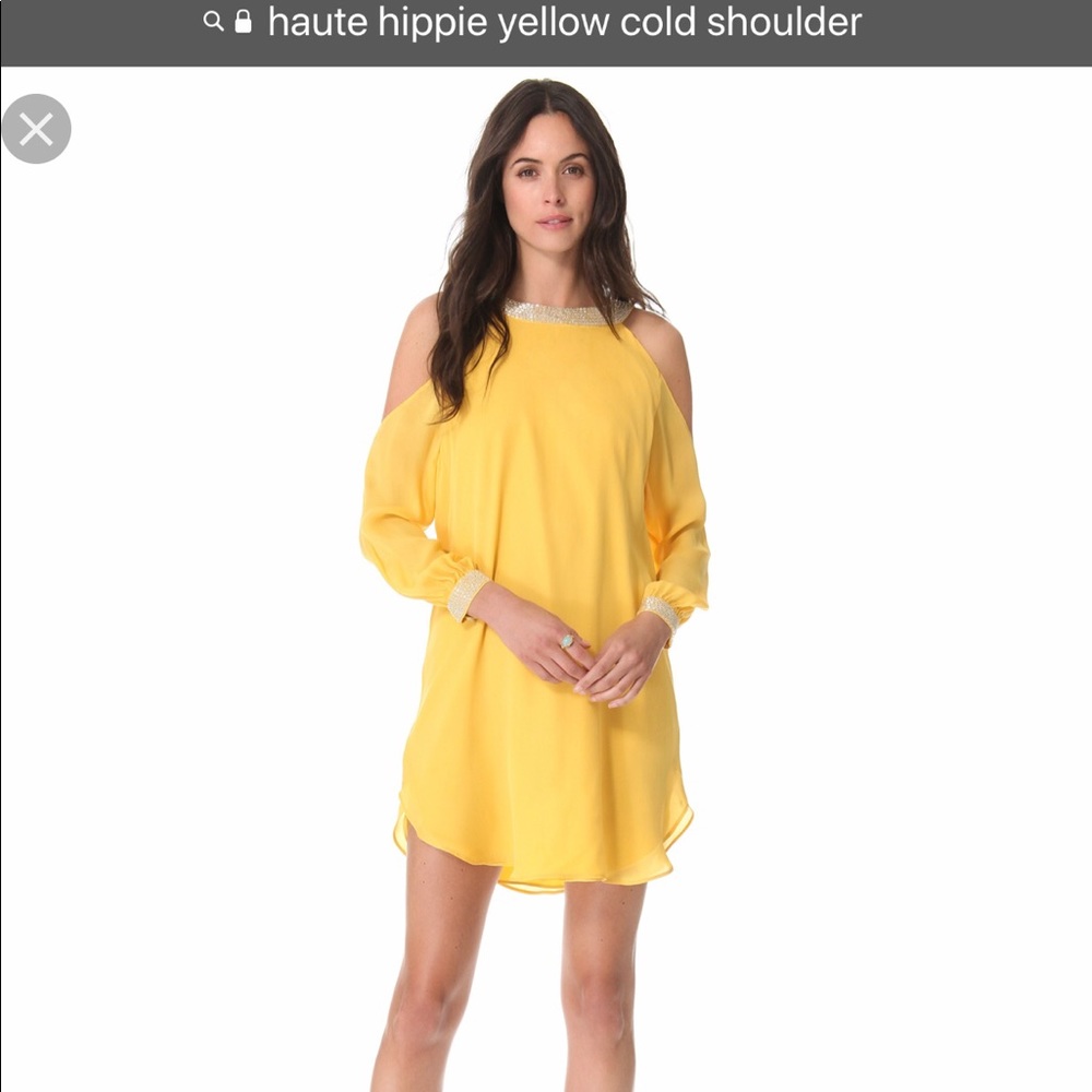 Haute Hippe yellow cold shoulder